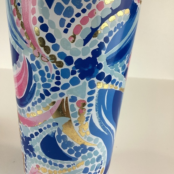 NWOT Lilly Pulitzer Reusable Cold Drink Tumbler with Straw in Ocean Jewel - Picture 11 of 11